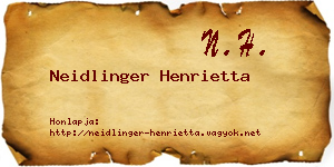 Neidlinger Henrietta névjegykártya